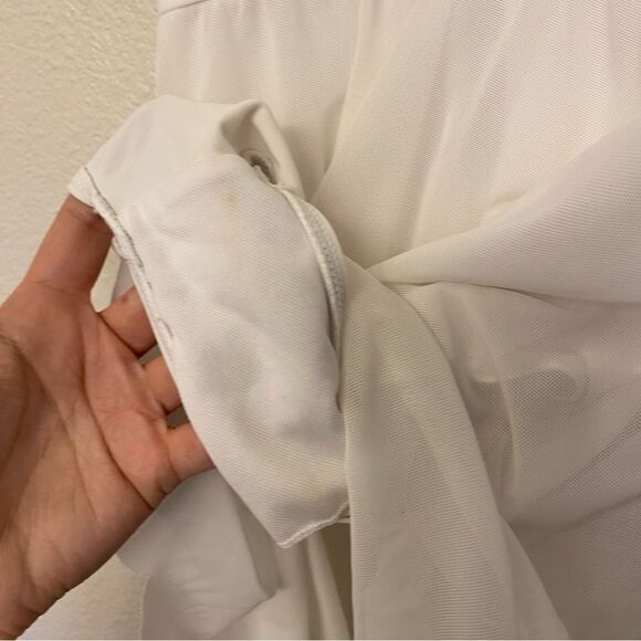 WEISSMAN solo custom Dance white Costume rhinestoned Scallop Hem Dress D10958 LC - Picture 9 of 15